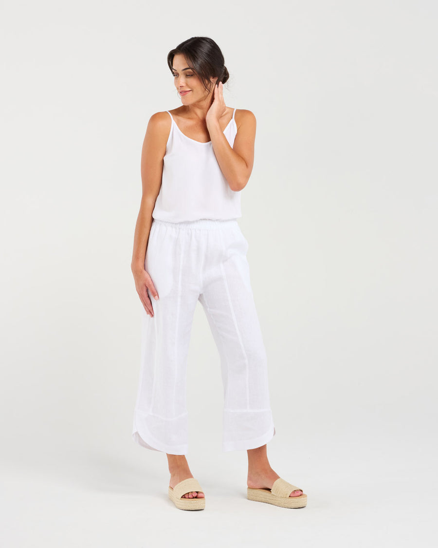 Arabella Petal Hem Pant | White | Blackstone