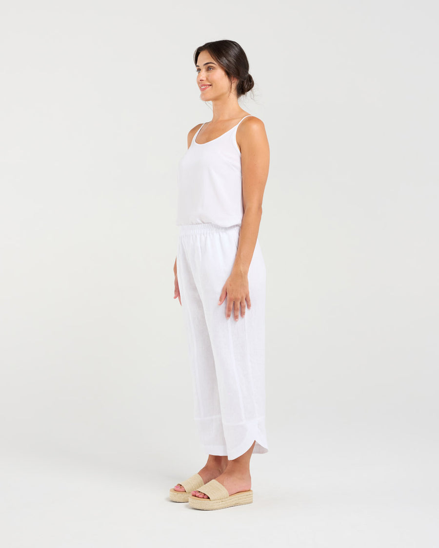 Arabella Petal Hem Pant | White | Blackstone