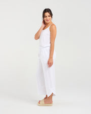 Arabella Petal Hem Pant | White | Blackstone
