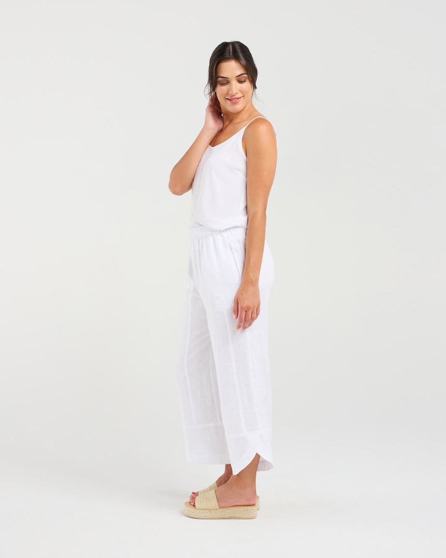 Arabella Petal Hem Pant | White | Blackstone