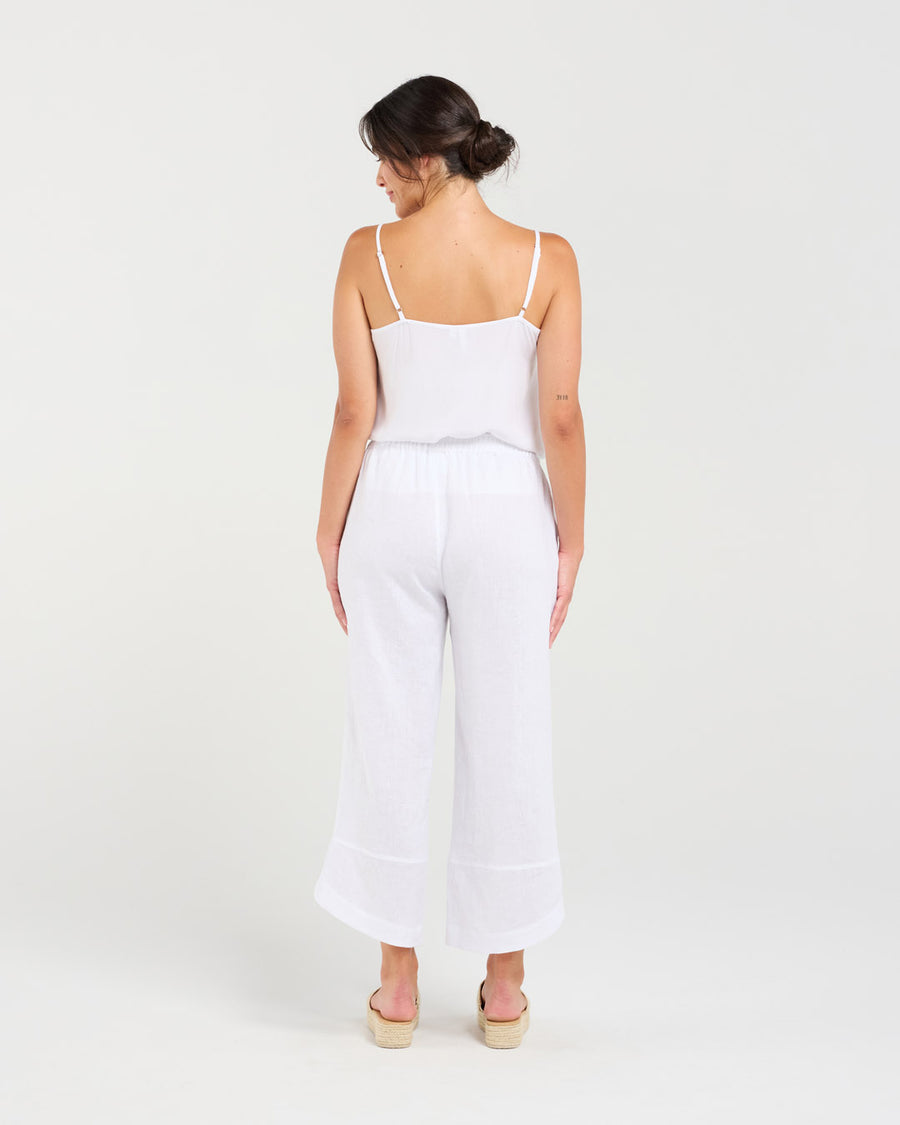 Arabella Petal Hem Pant | White | Blackstone
