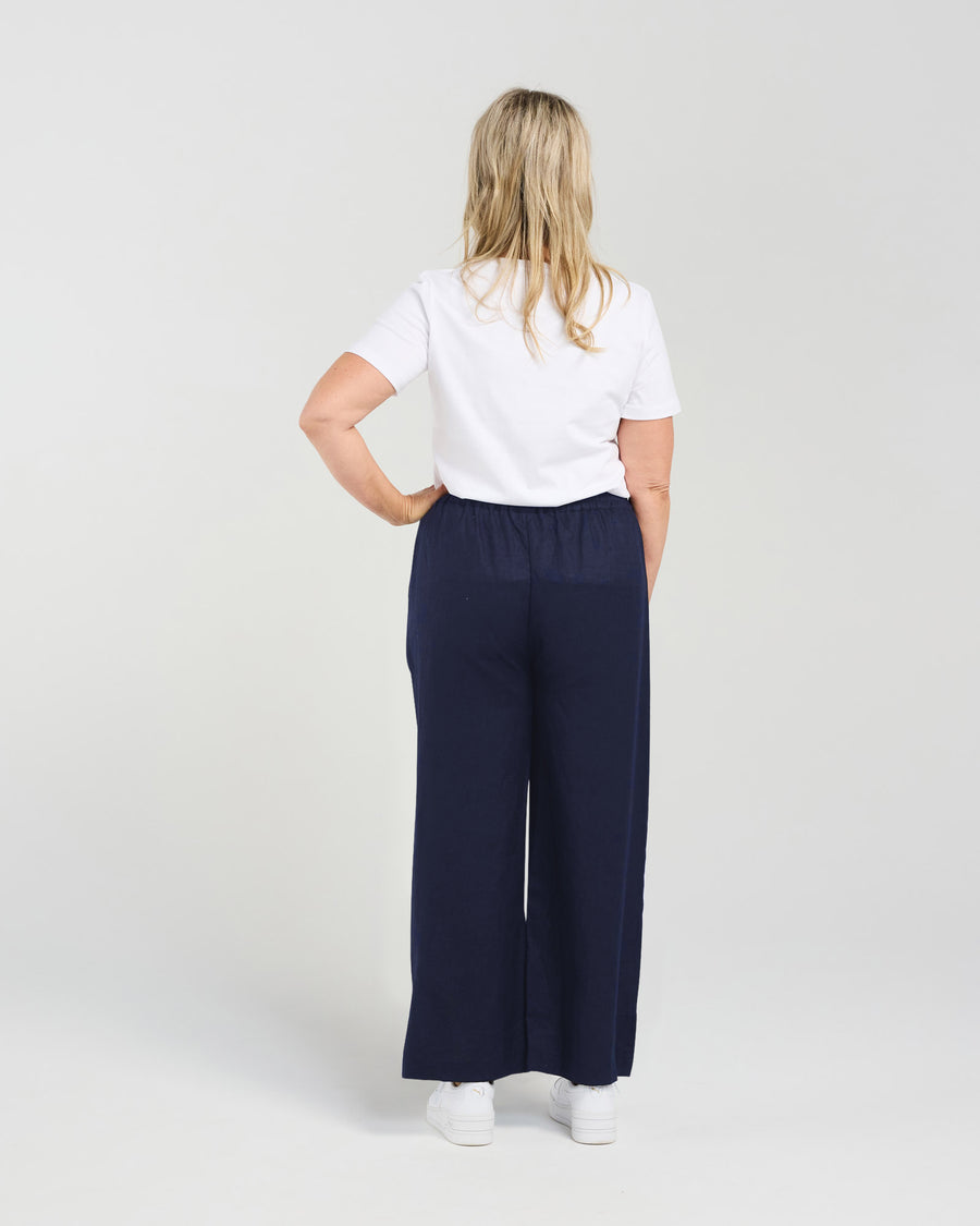 Straight Leg Linen Pant | Blackstone