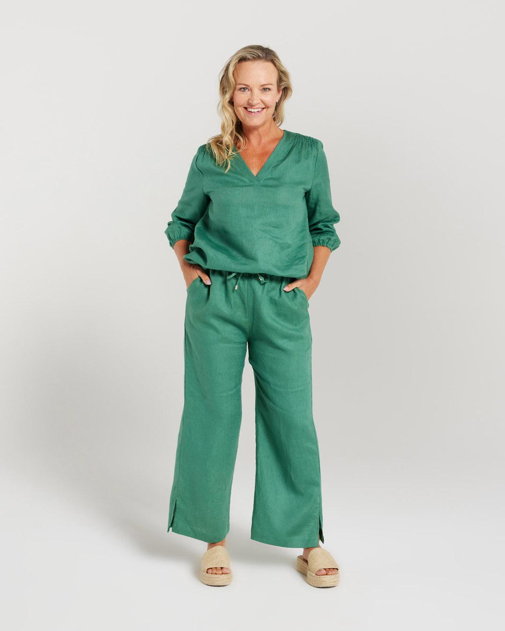 Straight Leg Linen Pant | Blackstone