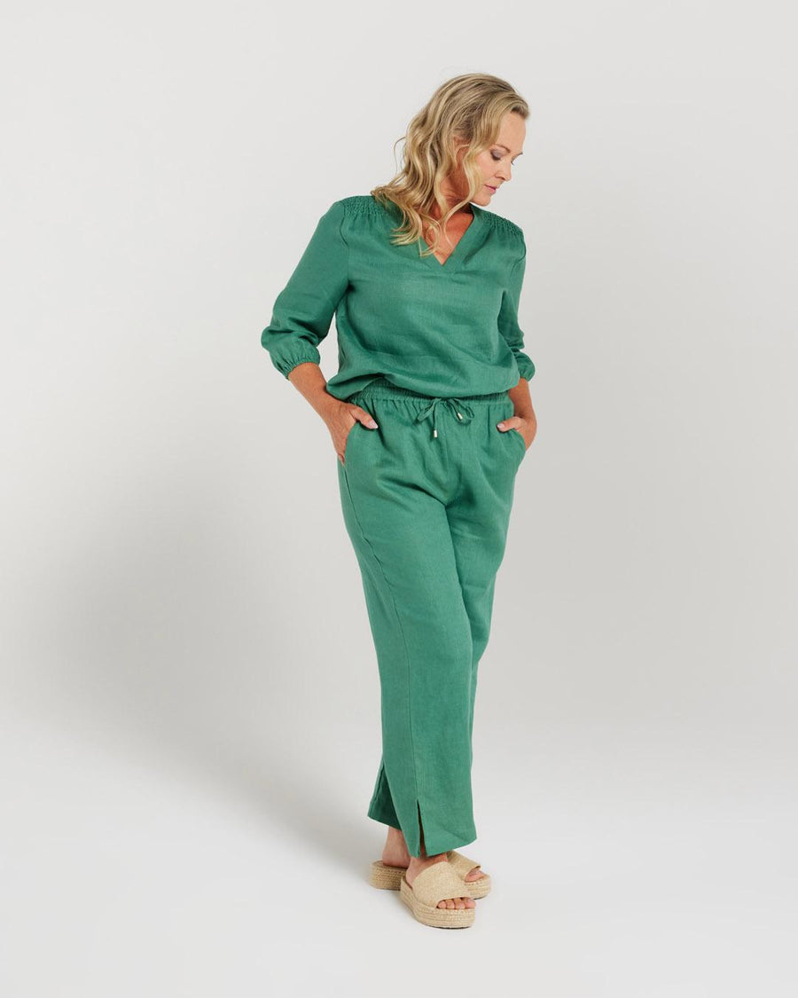 Straight Leg Linen Pant | Blackstone