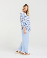 Celine Gathered Top | Blue | Blackstone