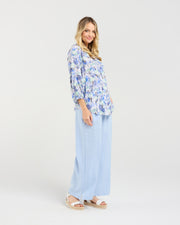 Celine Gathered Top | Blue | Blackstone