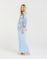 Celine Gathered Top | Blue | Blackstone