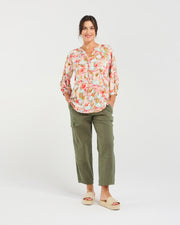 Celine Gathered Top | Coral | Blackstone