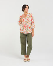Celine Gathered Top | Coral | Blackstone