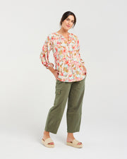 Celine Gathered Top | Coral | Blackstone