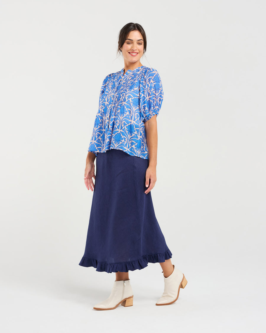 Bridget Pintuck Shirt | Blue | Blackstone
