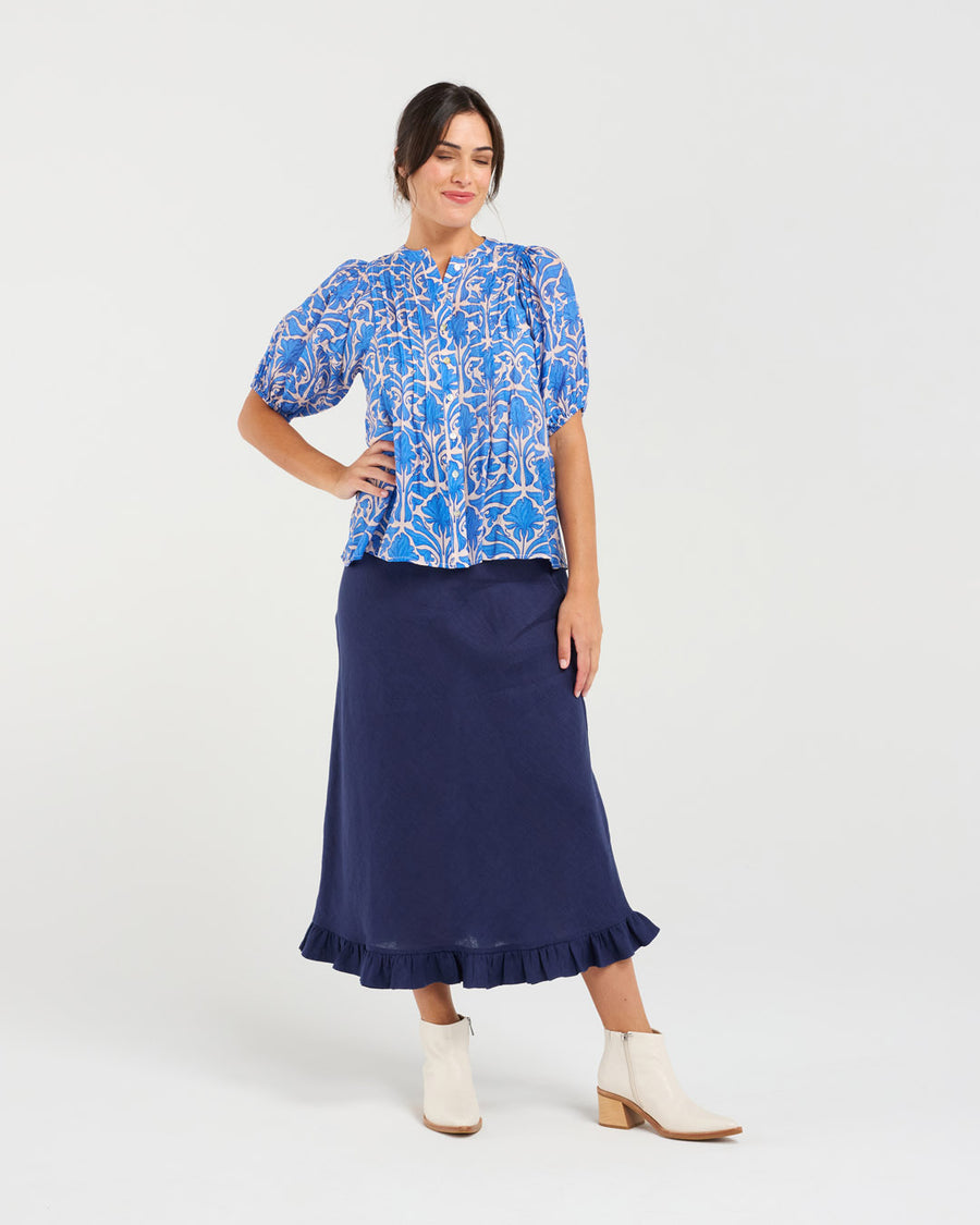 Bridget Pintuck Shirt | Blue | Blackstone