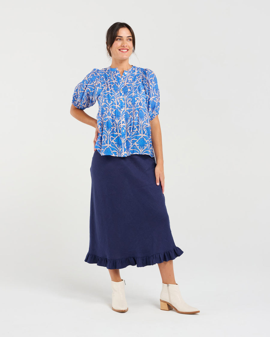 Bridget Pintuck Shirt | Blue | Blackstone