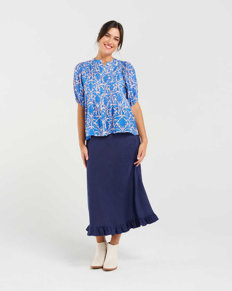 Bridget Pintuck Shirt | Blue | Blackstone