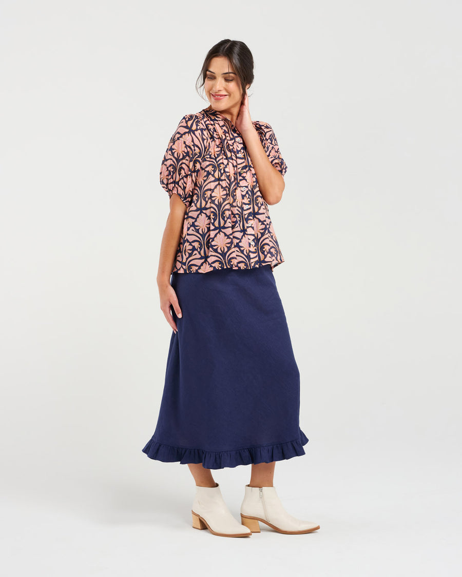 Bridget Pintuck Shirt | Ink | Blackstone