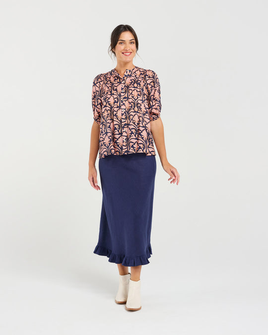 Bridget Pintuck Shirt | Ink | Blackstone