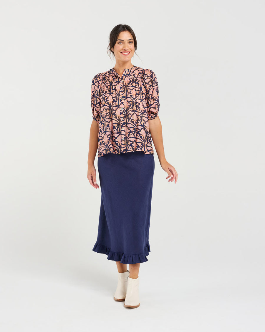 Bridget Pintuck Shirt | Ink | Blackstone