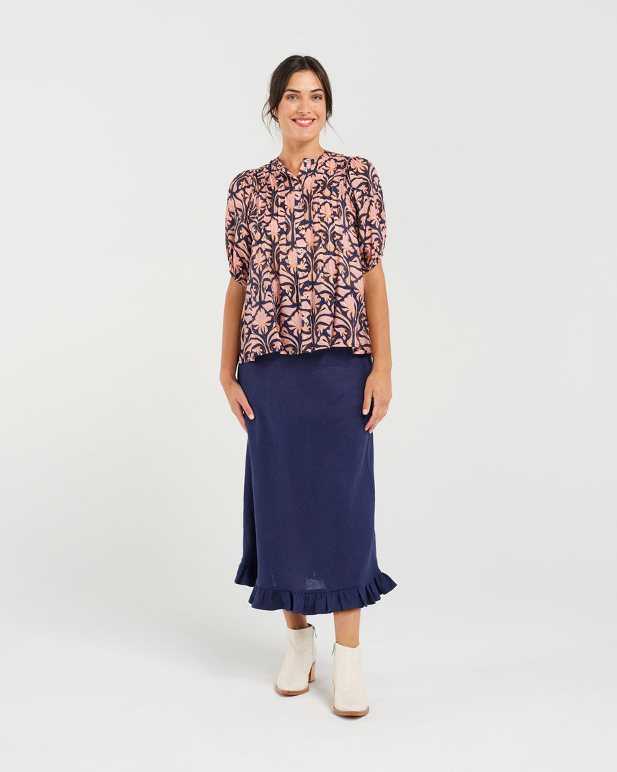 Bridget Pintuck Shirt | Ink | Blackstone