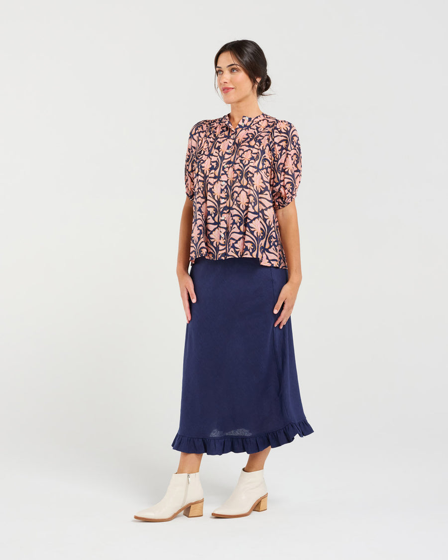 Bridget Pintuck Shirt | Ink | Blackstone
