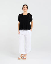 Hilarie Gathered Top | Black | Blackstone