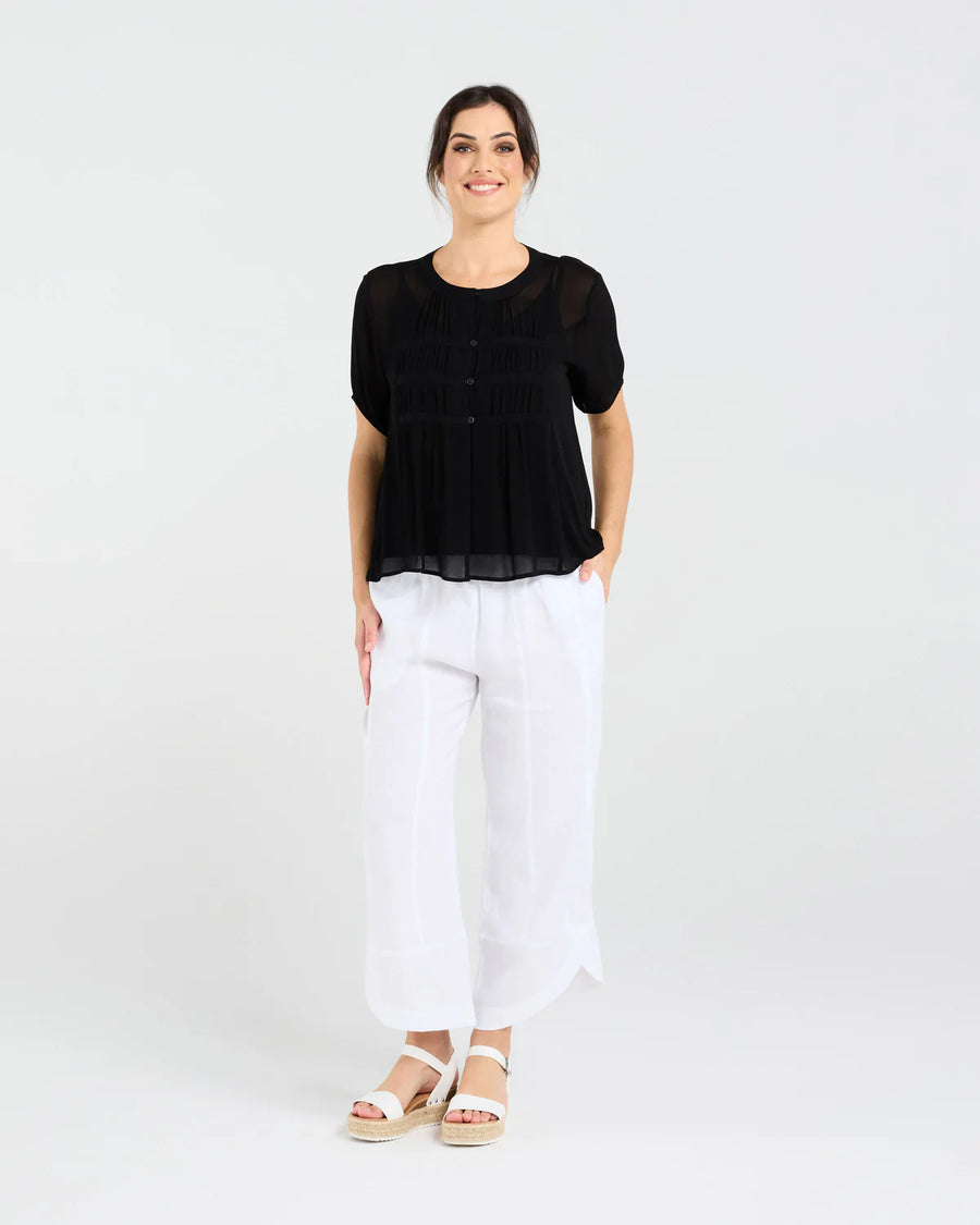Hilarie Gathered Top | Black | Blackstone
