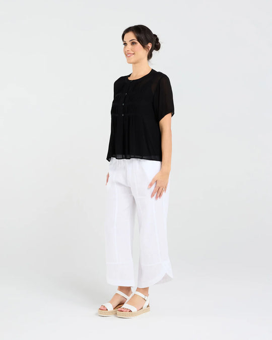 Hilarie Gathered Top | Black | Blackstone