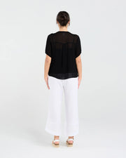Hilarie Gathered Top | Black | Blackstone
