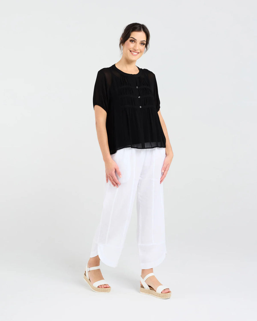 Hilarie Gathered Top | Black | Blackstone
