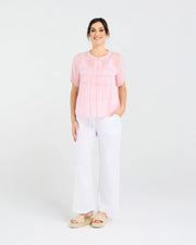 Hilarie Gathered Top | Pink | Blackstone