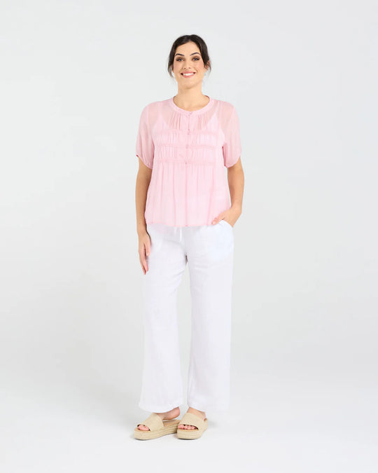 Hilarie Gathered Top | Pink | Blackstone