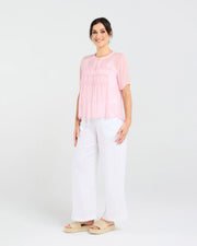 Hilarie Gathered Top | Pink | Blackstone