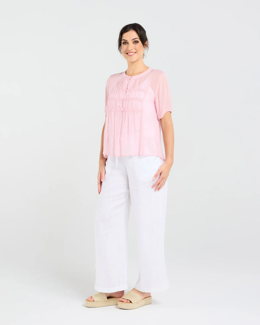 Hilarie Gathered Top | Pink | Blackstone
