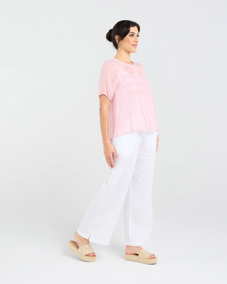 Hilarie Gathered Top | Pink | Blackstone