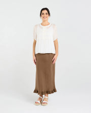 Hilarie Gathered Top | White | Blackstone