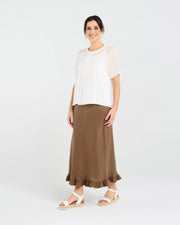 Hilarie Gathered Top | White | Blackstone