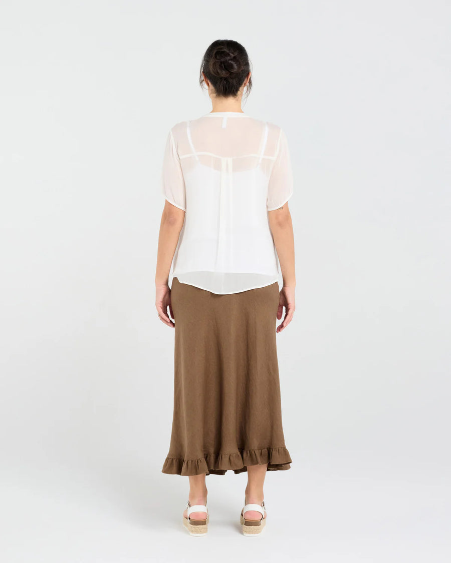 Hilarie Gathered Top | White | Blackstone