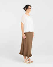 Hilarie Gathered Top | White | Blackstone