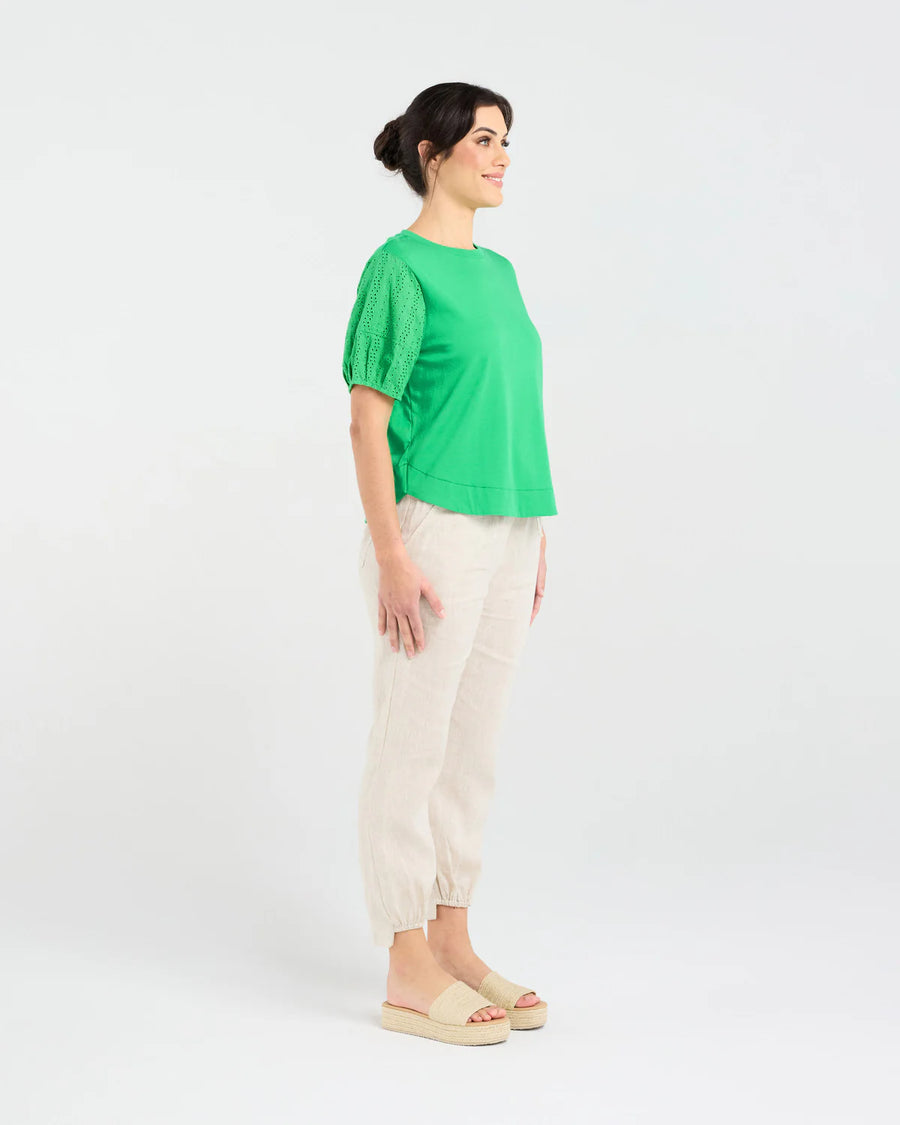 Ariane Broderie Tee | Green | Blackstone