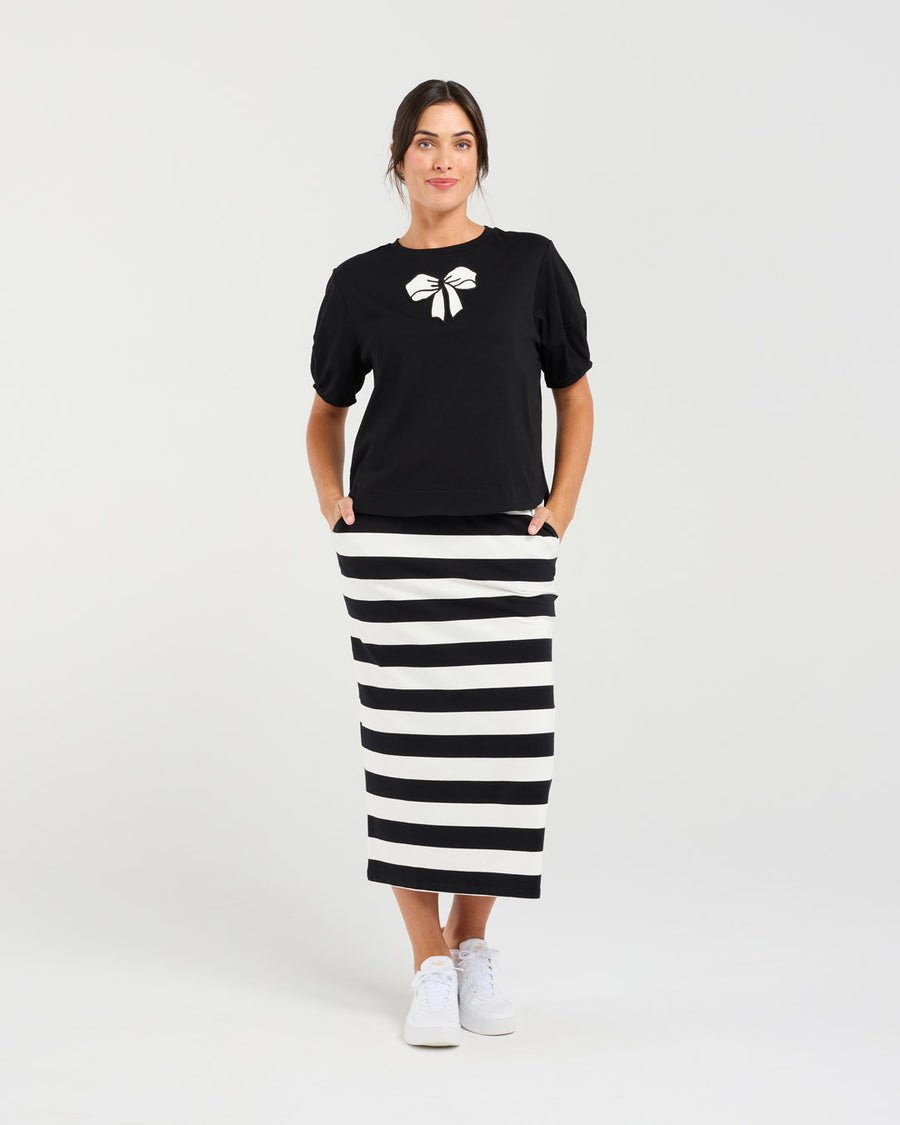 Bridie Bow Tie Tee | Black | Blackstone