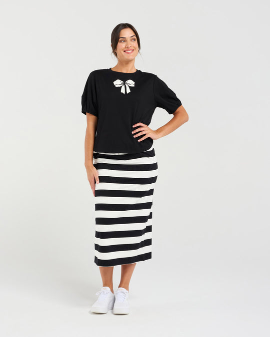 Bridie Bow Tie Tee | Black | Blackstone