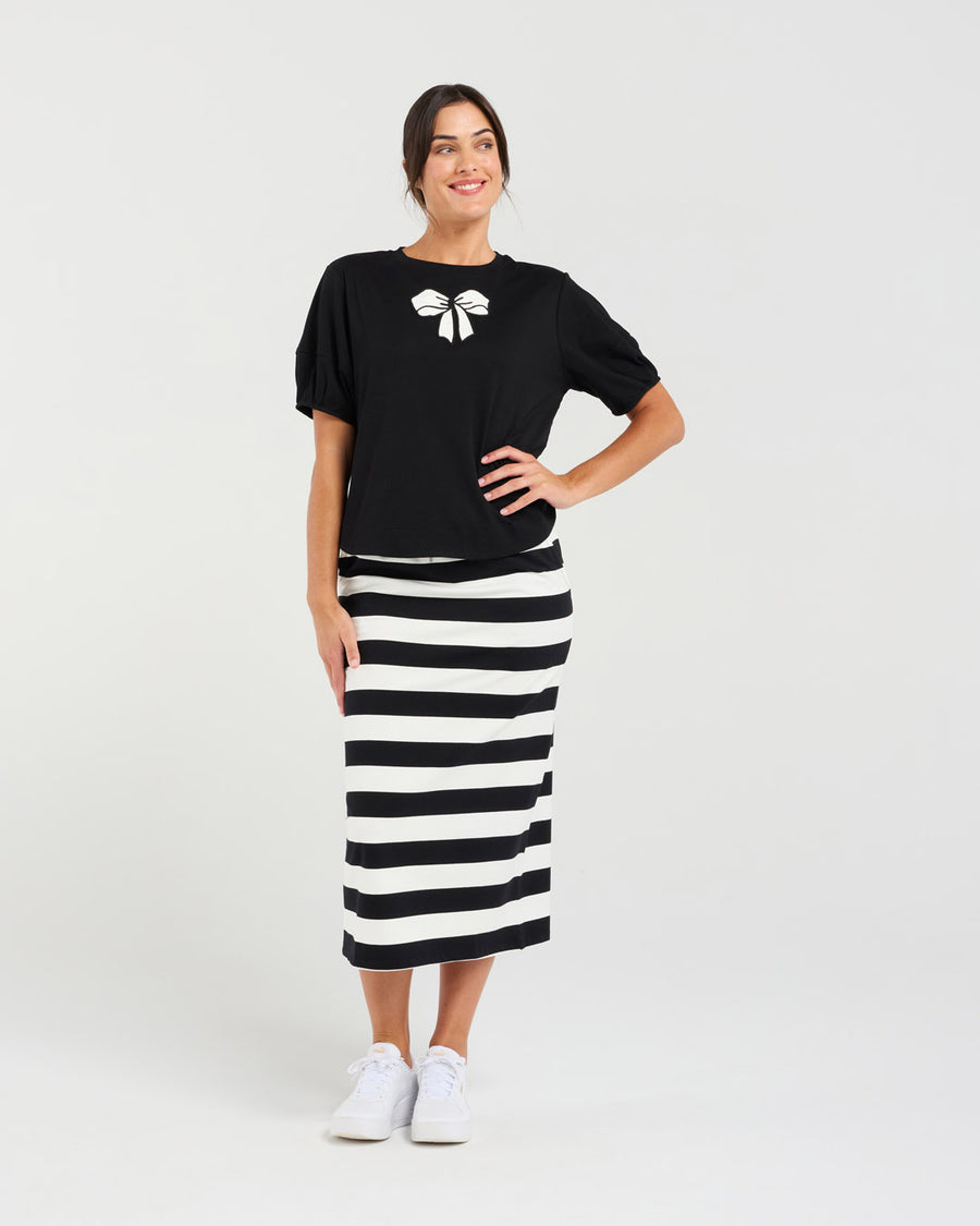Bridie Bow Tie Tee | Black | Blackstone