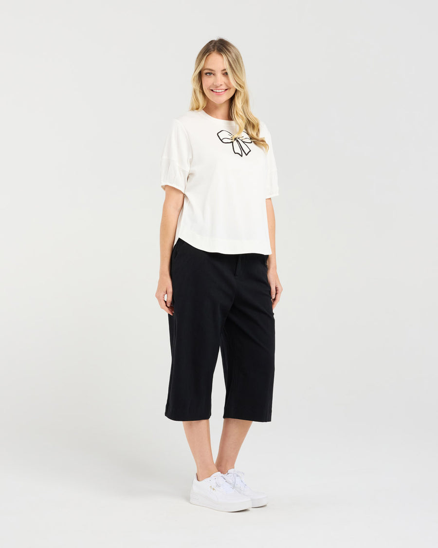 Bridie Bow Tie Tee | White | Blackstone