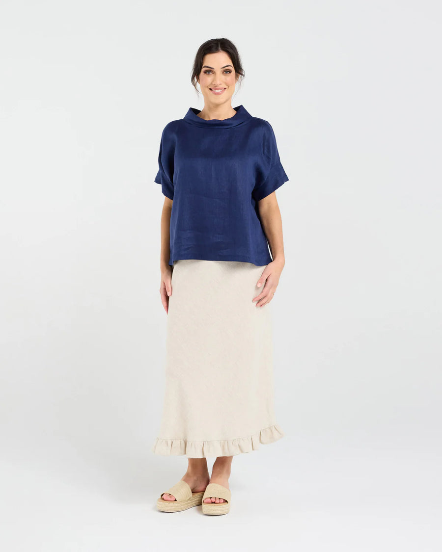 Claire Roll Neck Top | Navy | Blackstone