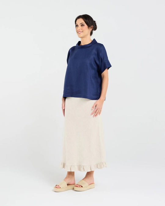 Claire Roll Neck Top | Navy | Blackstone