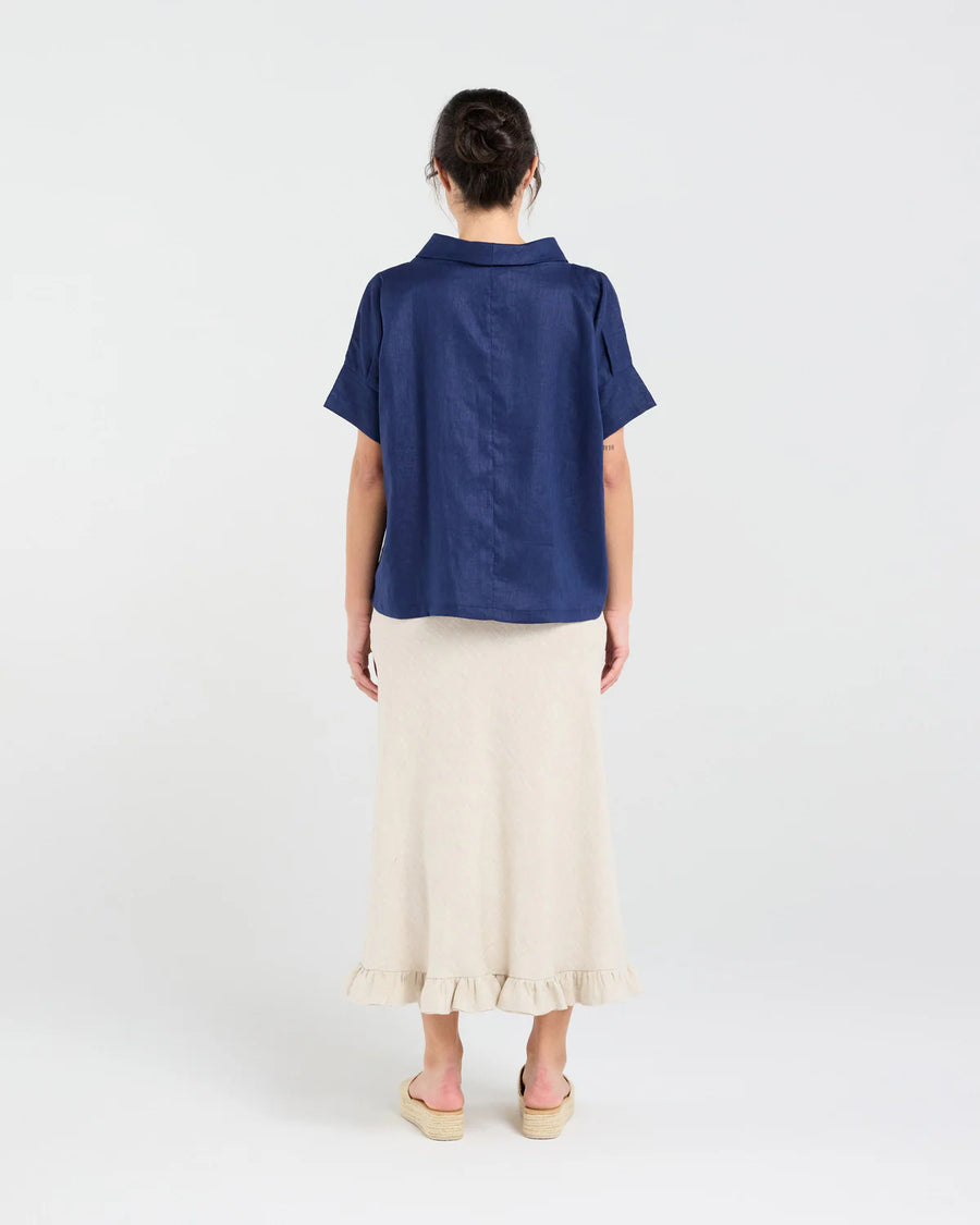 Claire Roll Neck Top | Navy | Blackstone