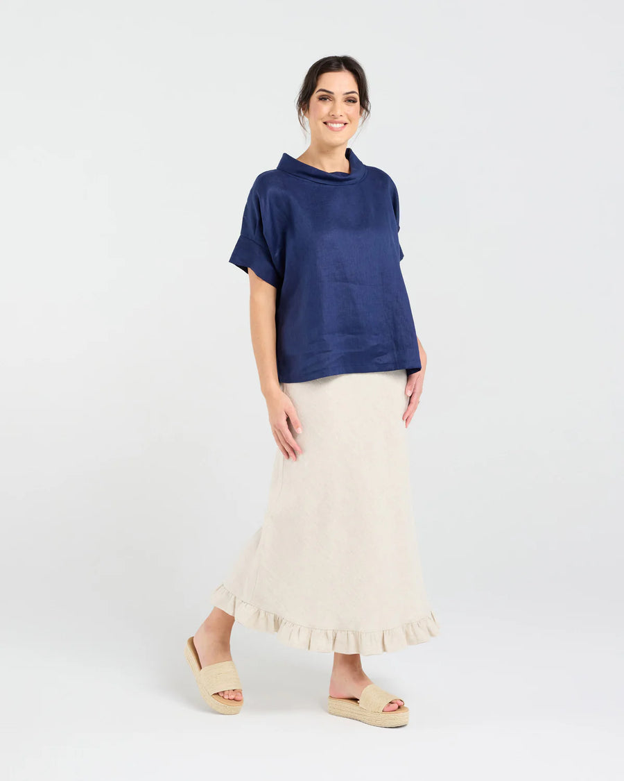 Claire Roll Neck Top | Navy | Blackstone