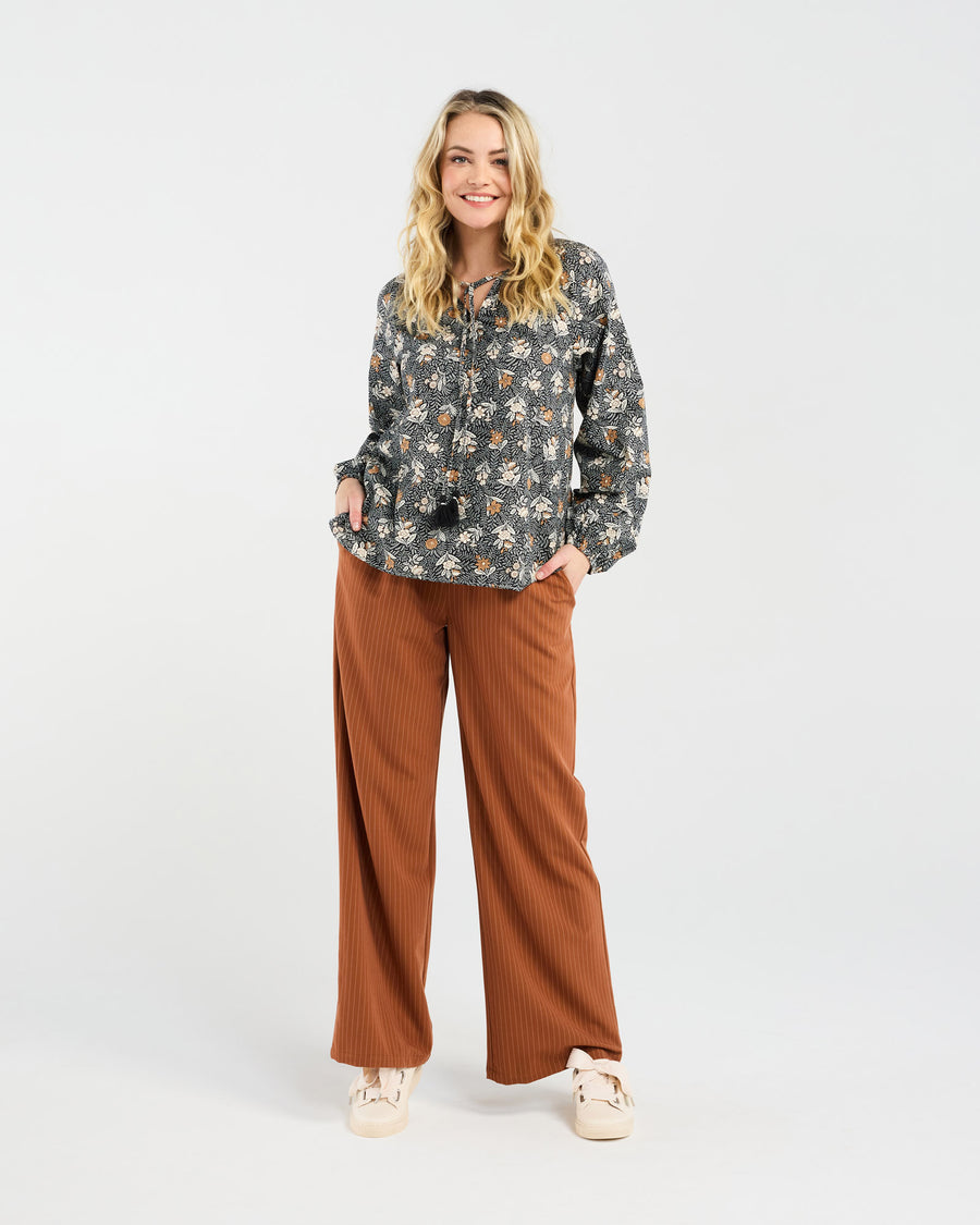Alice Tassel Top | Black English Meadow | Blackstone