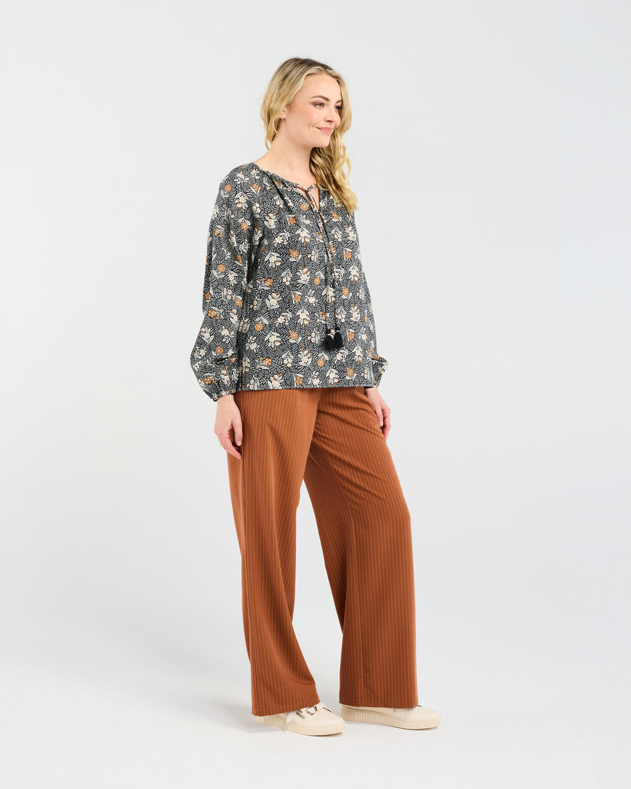 Alice Tassel Top | Black English Meadow | Blackstone
