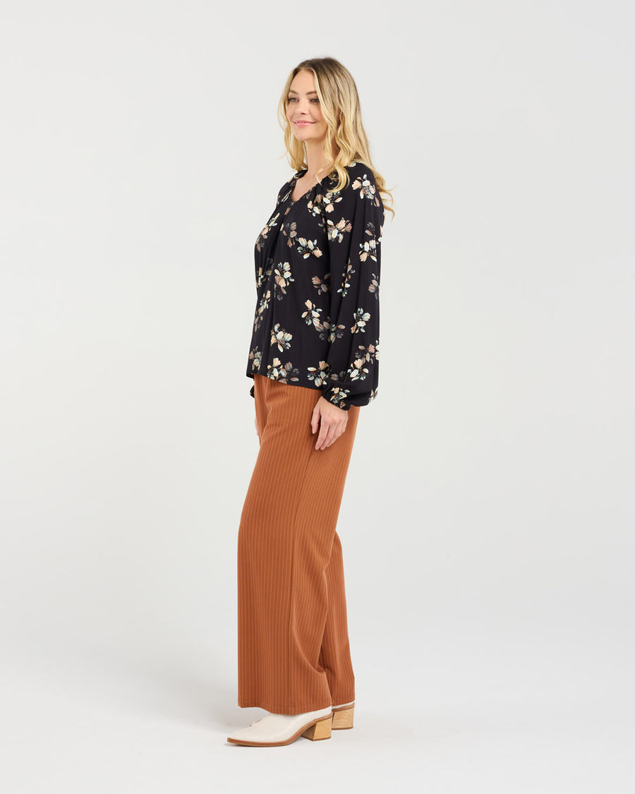 Ava Gathered V Top | Midnight Garden | Blackstone