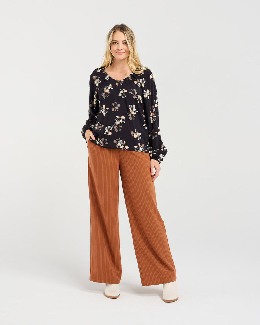 Ava Gathered V Top | Midnight Garden | Blackstone